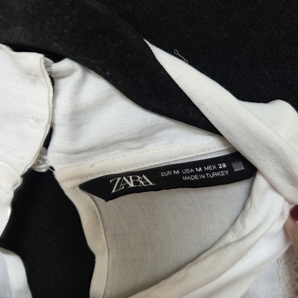 ZARA White Lace Trim Blouse Medium - Picture 2 of 11